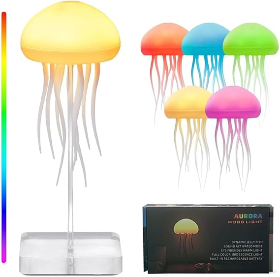 IHAUSS Jelly Fish Light Lamp with Dancing Legs and Changing Color