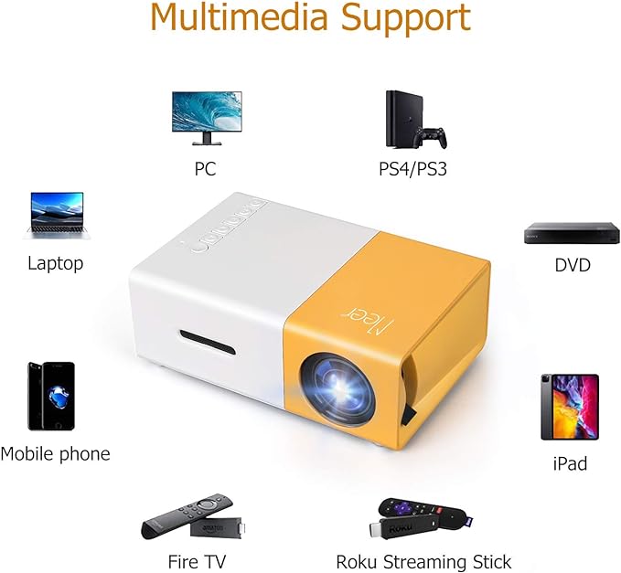 Mini Projector, Portable Pico Full Color LED LCD Video Projector for Children Present, Video TV Movie, Party Game, Outdoor Entertainment with HDMI USB AV Interfaces and Remote Control