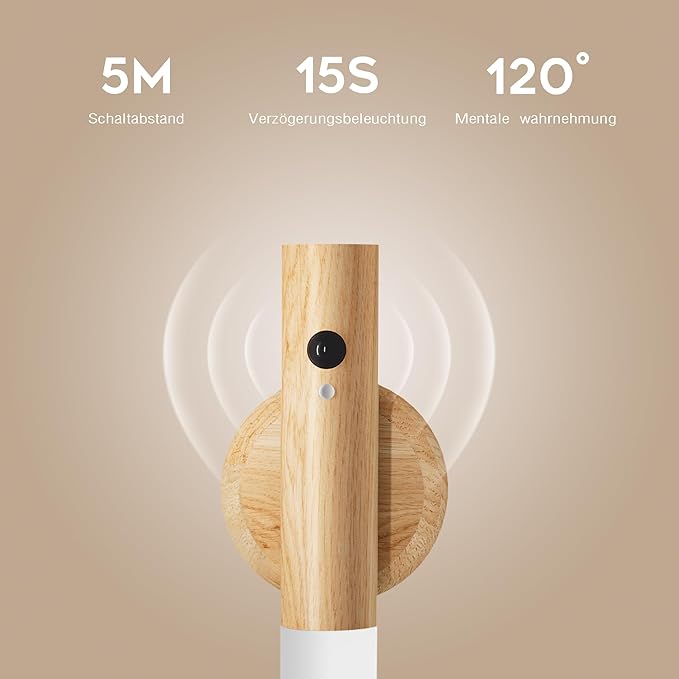 Wooden Wall Light with Motion Sensor