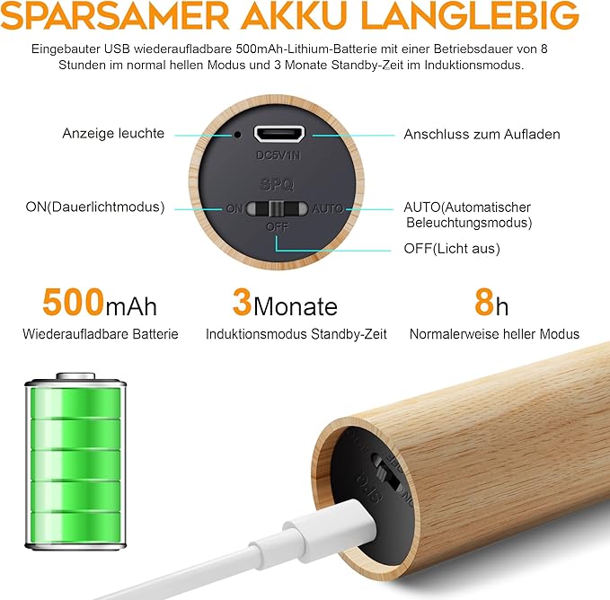 Wooden Wall Light with Motion Sensor