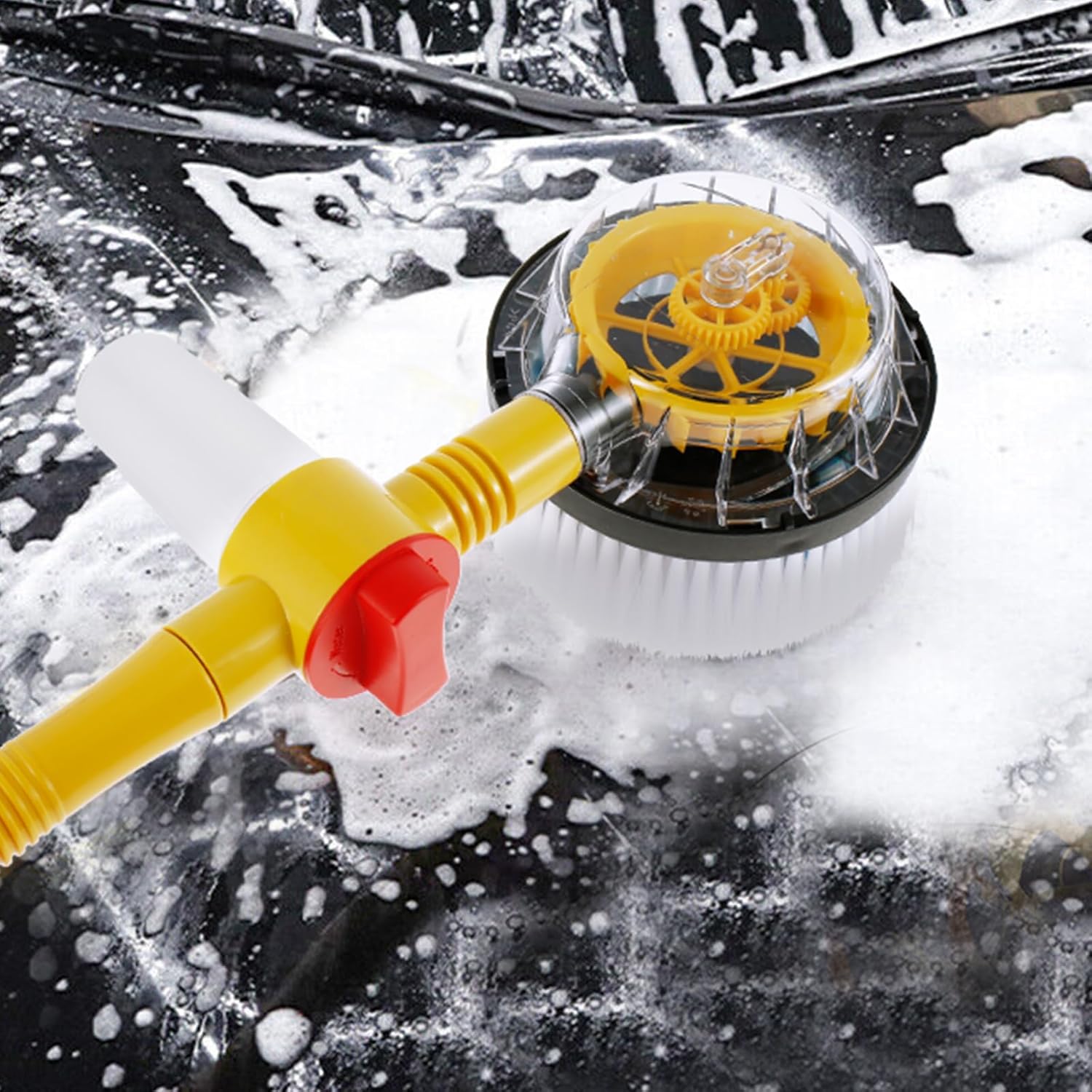 Car Wash Brush Kit 360° Auto Rotating Car Cleaning Brush with Foam Bottle 39'' Long Handle Chenille Car Cleaning Brush Mop High Pressure Car Scrub Brush With Hose Attachment