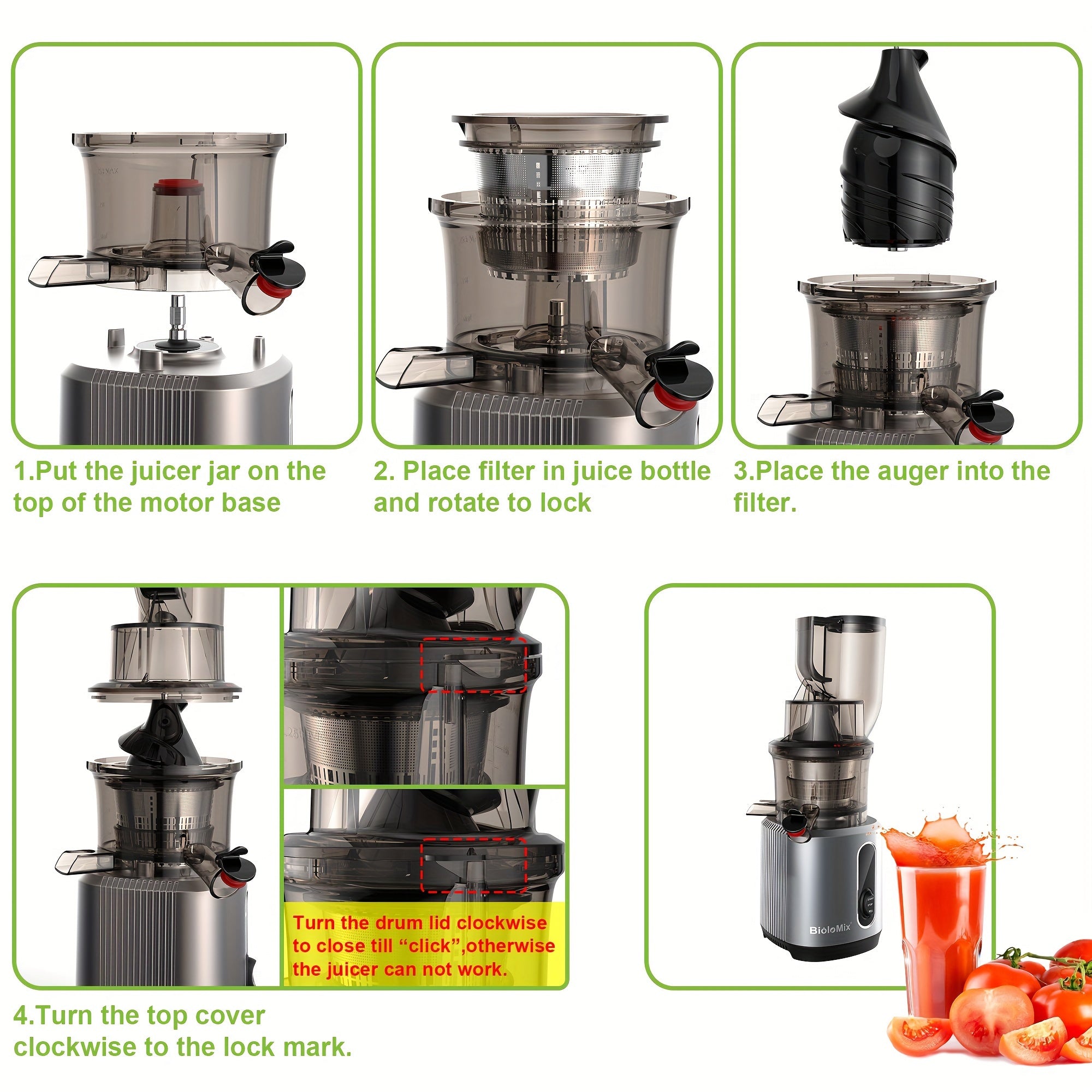 BioloMix™ 200W Powerful Juicer Machine (آلة عصير قوية بقوة 200 واط)